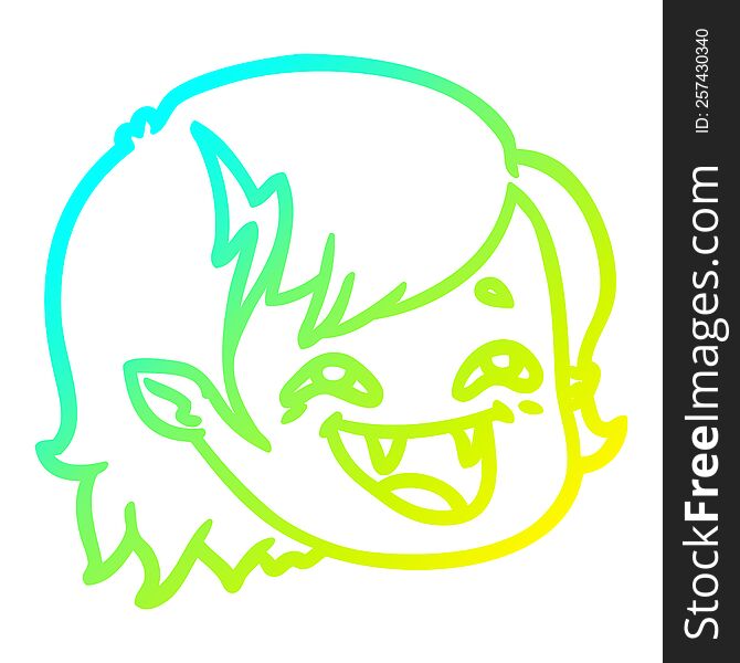 cold gradient line drawing of a cartoon vampire girl face