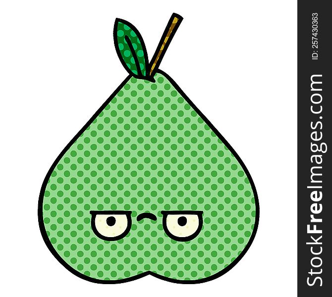 comic book style cartoon green pear