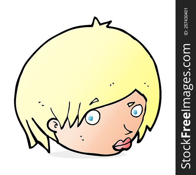 Cartoon Female Face With Raised Eyebrow