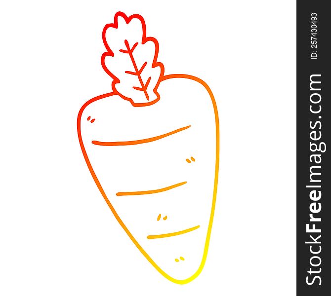 warm gradient line drawing of a cartoon carrot