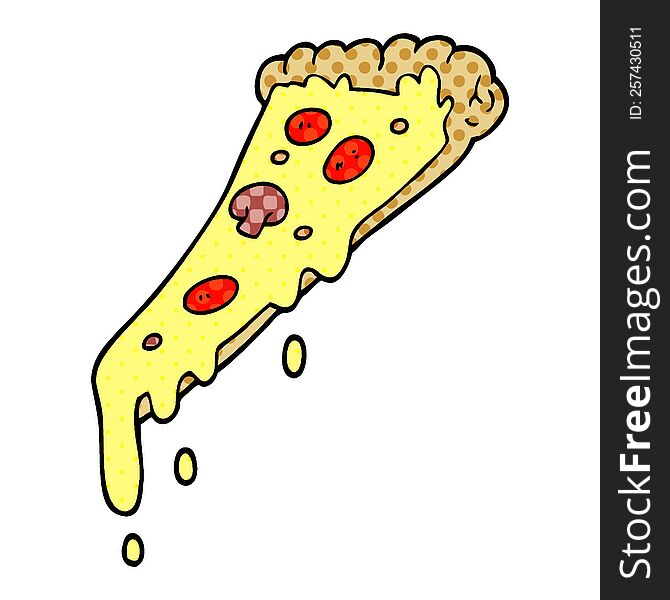 cartoon doodle pizza slice