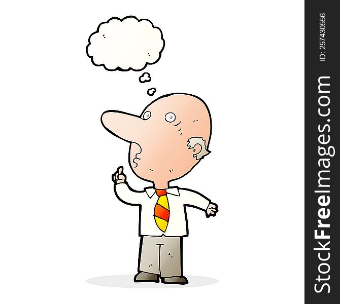 Cartoon Bald Man Asking Question With Thought Bubble