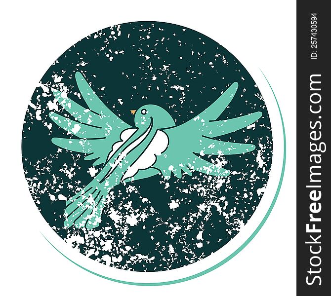 iconic distressed sticker tattoo style image of a flying bird. iconic distressed sticker tattoo style image of a flying bird