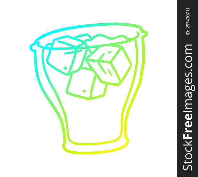 cold gradient line drawing glass of cola with ice