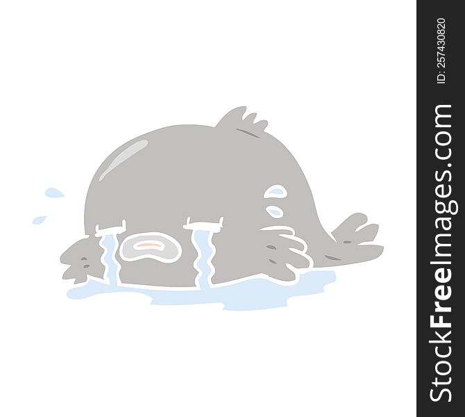 Flat Color Style Cartoon Crying Fish
