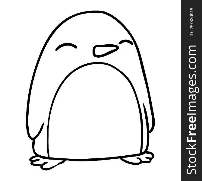 Line Drawing Doodle Of A Cute Penguin