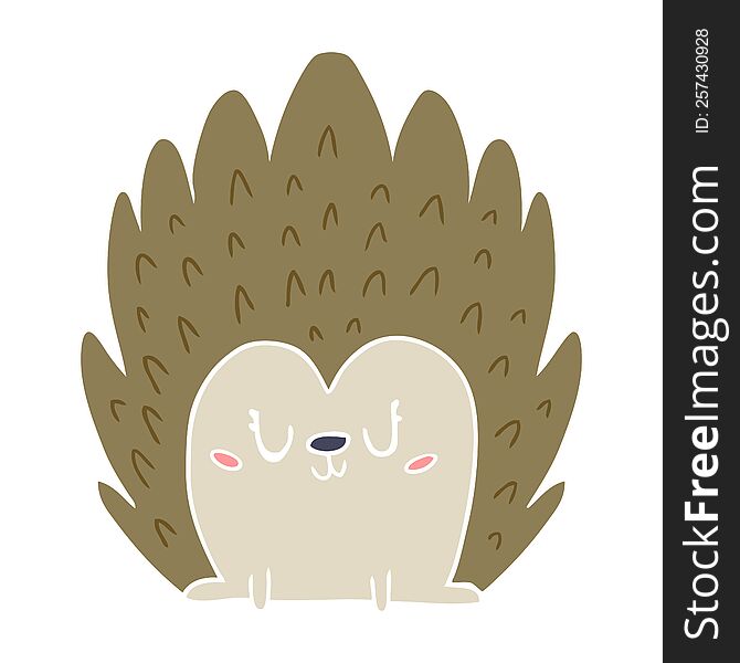 Cute Flat Color Style Cartoon Hedgehog
