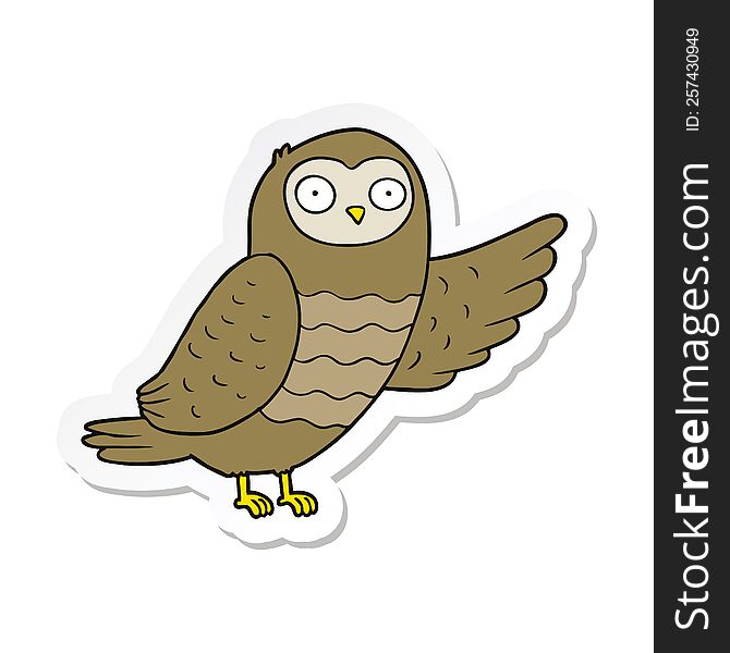 Sticker Of A Cartoon Owl Pointing