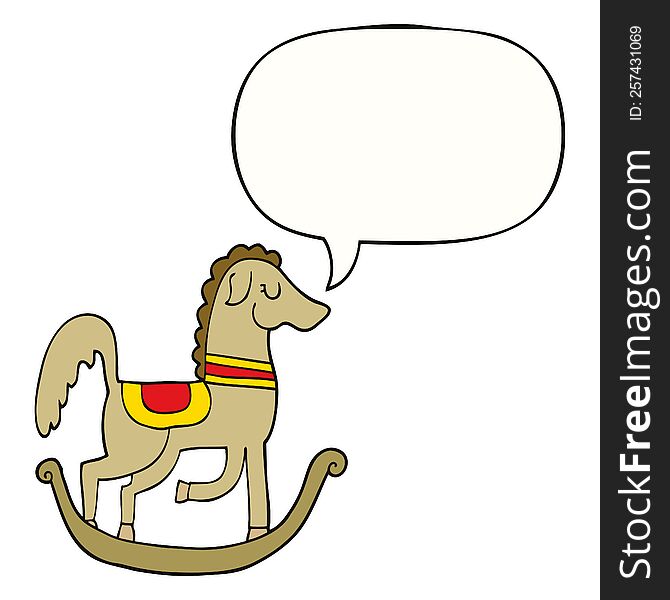 cartoon rocking horse with speech bubble. cartoon rocking horse with speech bubble