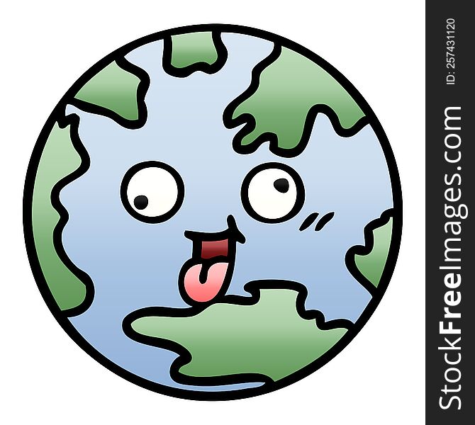 gradient shaded cartoon of a planet earth