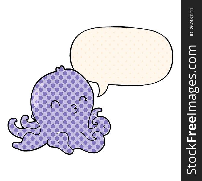 cartoon octopus with speech bubble in comic book style