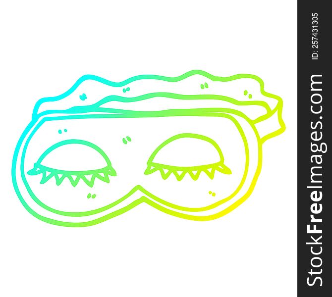 cold gradient line drawing of a cartoon sleeping mask