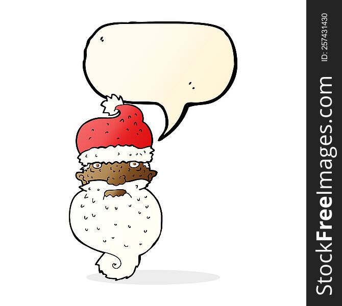 Cartoon Grim Santa Face With Speech Bubble