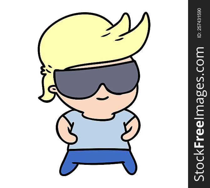 cartoon kawaii kid with shades