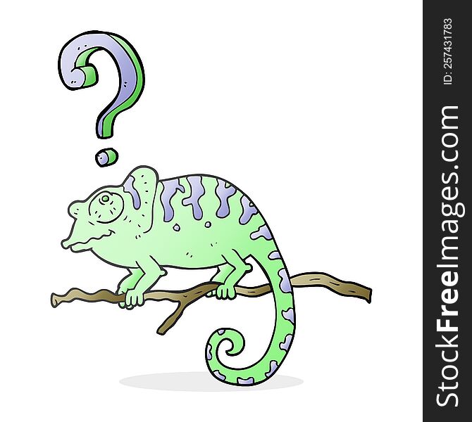 freehand drawn cartoon curious chameleon