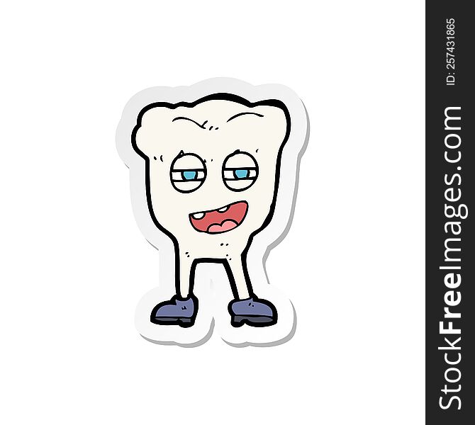 sticker of a cartoon funny tooth character