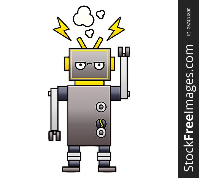 Gradient Shaded Cartoon Malfunctioning Robot