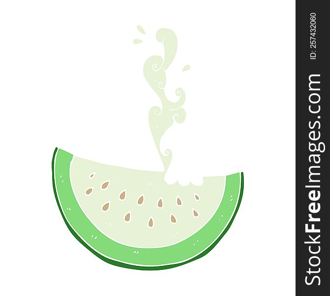 Flat Color Illustration Of A Cartoon Melon Slice