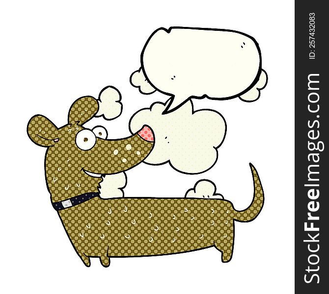 freehand drawn comic book speech bubble cartoon happy dog