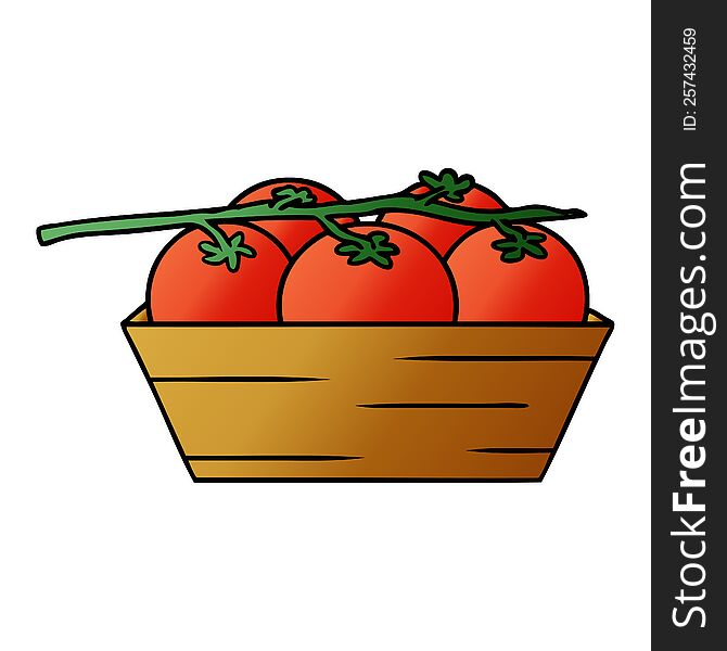 hand drawn gradient cartoon doodle of a box of tomatoes