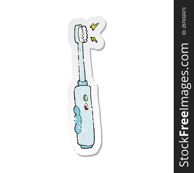 retro distressed sticker of a cartoon buzzing electric toothbrush