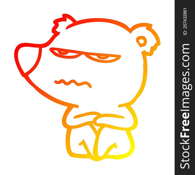 Warm Gradient Line Drawing Angry Bear Cartoon