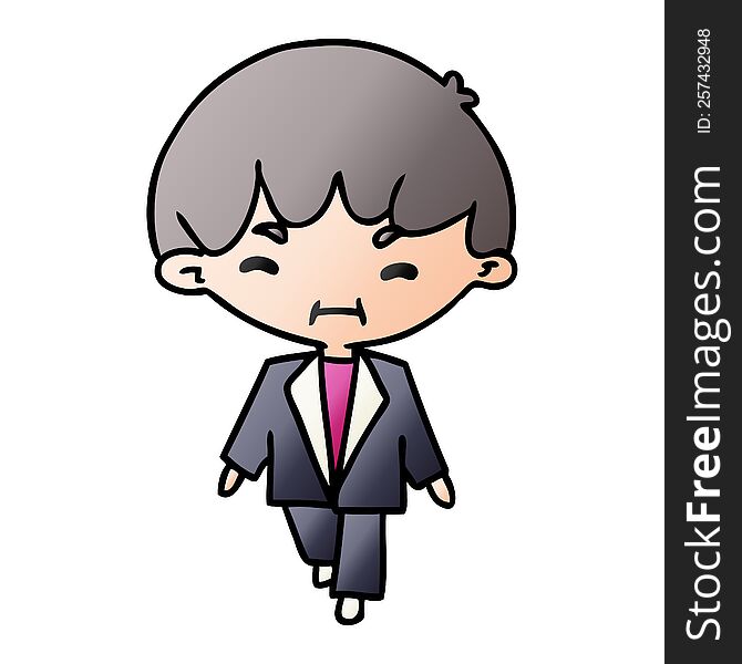 gradient cartoon illustration kawaii cute man in suit. gradient cartoon illustration kawaii cute man in suit