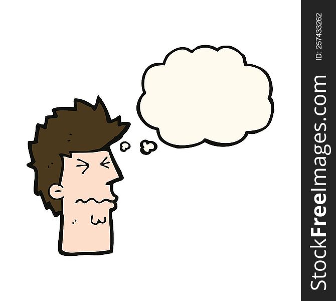 Cartoon Stressed Out Face With Thought Bubble