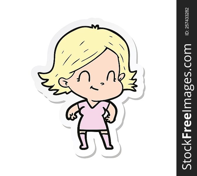 Sticker Of A Cartoon Friendly Girl