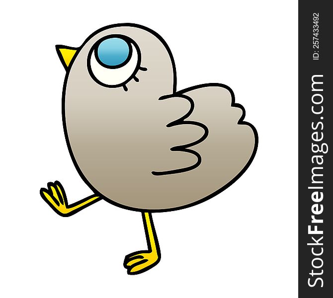 Quirky Gradient Shaded Cartoon Yellow Bird