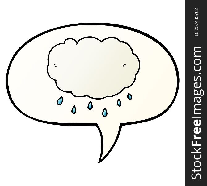 cartoon rain cloud and speech bubble in smooth gradient style