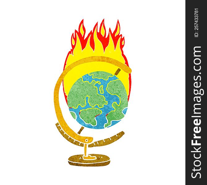 Cartoon Burning Globe