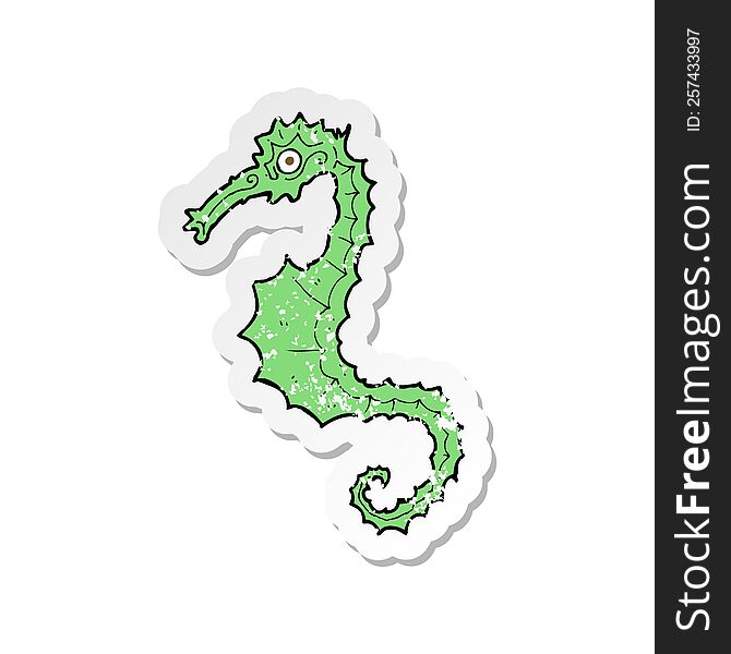 Retro Distressed Sticker Of A Cartoon Sea Horse