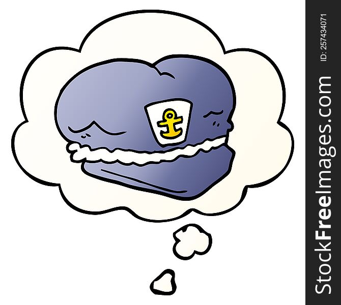 cartoon sailor hat with thought bubble in smooth gradient style