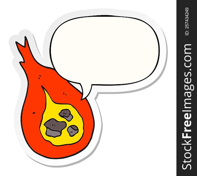 cartoon fireball with speech bubble sticker. cartoon fireball with speech bubble sticker