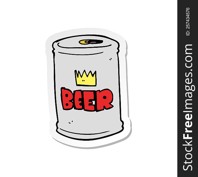 sticker of a cartoon beer can