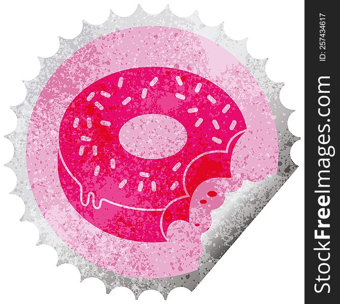 bitten frosted donut circular peeling sticker
