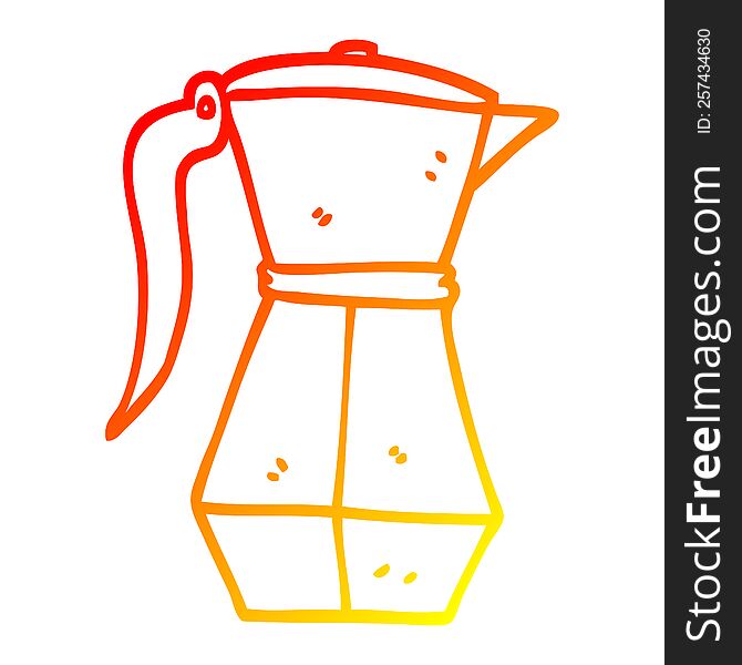 Warm Gradient Line Drawing Cartoon Espresso Coffee Pot