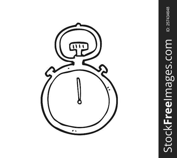 freehand drawn black and white cartoon stop watch