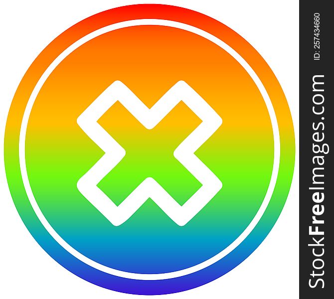 multiplication sign circular icon with rainbow gradient finish. multiplication sign circular icon with rainbow gradient finish