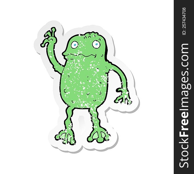 Retro Distressed Sticker Of A Cartoon Frog