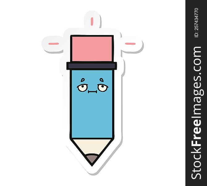 sticker of a cute cartoon pencil