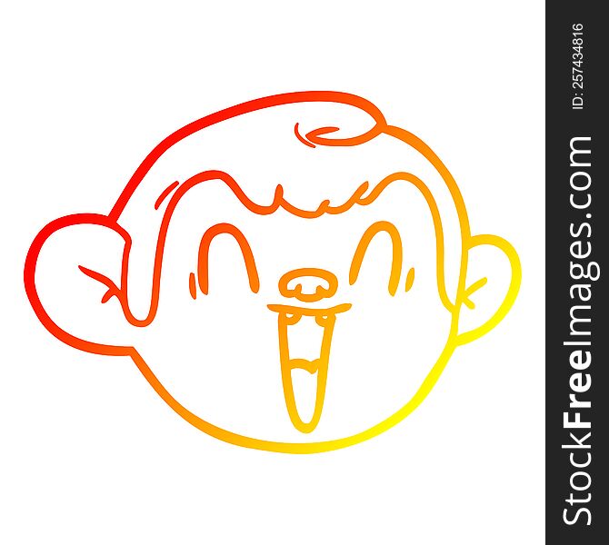 warm gradient line drawing of a cartoon monkey face