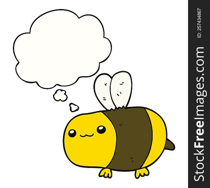 cartoon bee with thought bubble. cartoon bee with thought bubble