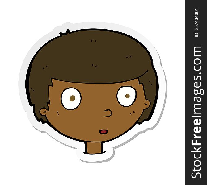 Sticker Of A Cartoon Curious Boy