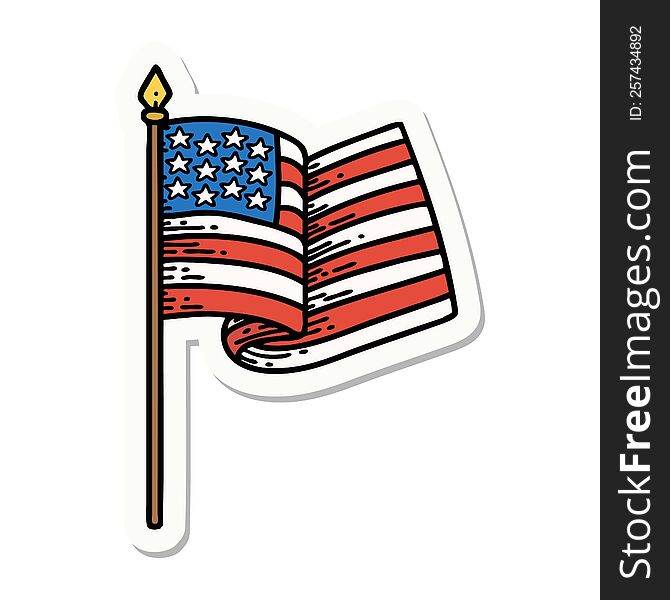 tattoo style sticker of the american flag