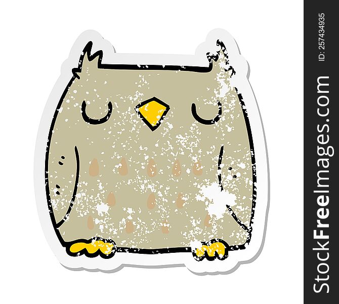 Distressed Sticker Of A Cute Cartoon Owl