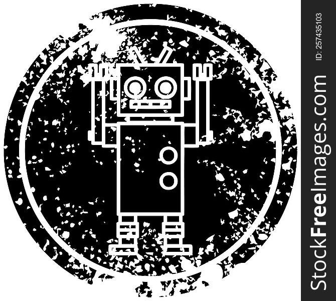 dancing robot distressed icon symbol