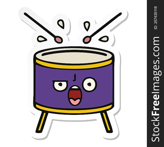 sticker of a cute cartoon drum