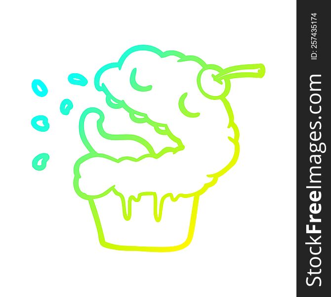 Cold Gradient Line Drawing Funny Cupcake